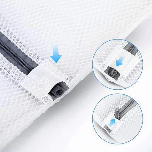 4PCS Large Mesh Laundry Bags for Delicates - 12x16 Inch White Honeycomb Wash Bags for Lingerie, Sweaters, Shoes