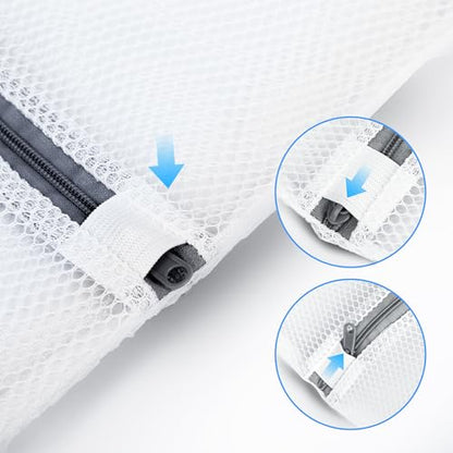 4PCS Large Mesh Laundry Bags for Delicates - 12x16 Inch White Honeycomb Wash Bags for Lingerie, Sweaters, Shoes