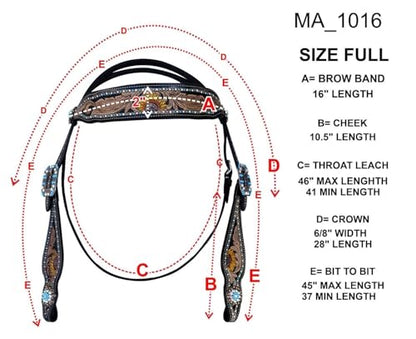 Majestic Ally Hand-Tooled Designer Padded Leather Horse Browband Headstall Breastcollar Set, Browband Headstall, Breastcollar (Headstall)