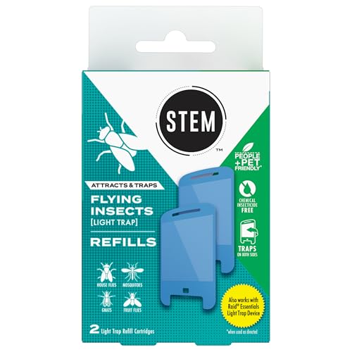 STEM Flying Insect Light Trap Refill Cartridges, Indoor Fruit Fly Trap, Insecticide-Free Pest Control for Home, Attracts and Traps Insects, Official STEM Refills - 2 Count - size: 2 Cartridges