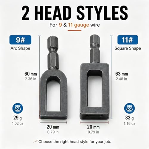 Wire Twister for Drill - 2Pcs Heavy Duty Fence Wire Twisting Tool Fits 9 & 11 Gauge Wire, 1/4" Hex Shank Drill Attachments, T-Post Clip Twister and Rebar Tie Wire Twisting Spinner for Farm & Garden