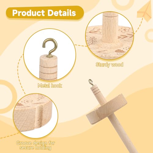 2PCS Wool Carders with Drop Spindle Set, Hand Carders Wool Needle Felting Brush, Drop Spindle Maple Top Whorl Spinning Smooth Finish, for Craft Felt Project