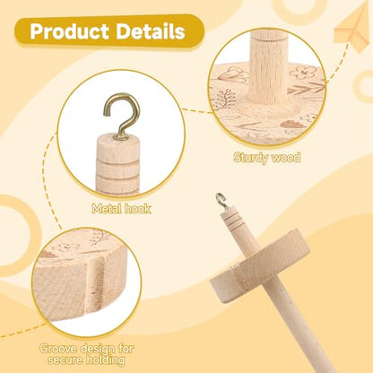 2PCS Wool Carders with Drop Spindle Set, Hand Carders Wool Needle Felting Brush, Drop Spindle Maple Top Whorl Spinning Smooth Finish, for Craft Felt Project