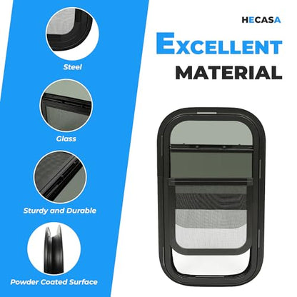 HECASA RV Window 12" W x 22" H for Trailer Cargo Camper Vertical Sliding