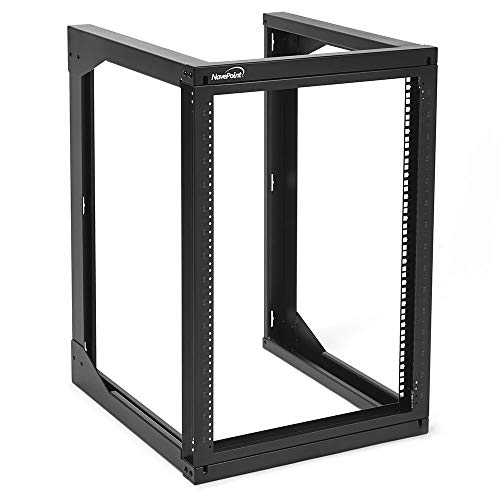 NavePoint 15U Server Rack with Swing Gate - Wall Mount Rack for 19 Inch IT Equipment Open Frame Rack – Network Rack Wall Mount for AV & Server Equipment 24” Deep 19" Rack, Black - size: 15U - 24in Deep