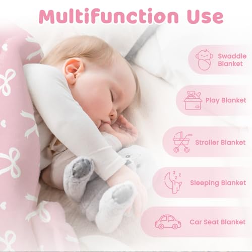 SANDJEST Minky Blanket 2 Pack with Dotted Back 30 x 40 Inches, Gift for Christmas Birthday (Bow, Rainbow) - color: Rainbow X Bow