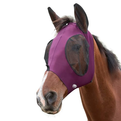 WeatherBeeta Deluxe Stretch Bug Eye Saver with Ears, Purple/Black, Pony - color: Purple/Black, size: Pony
