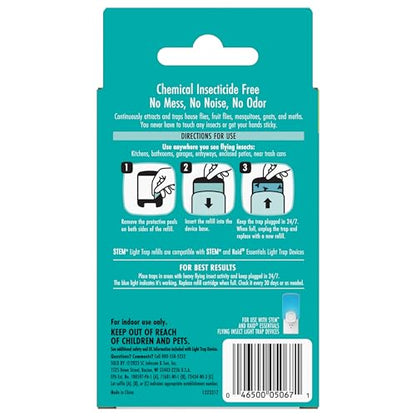 STEM Insect Light Trap Refill Cartridges, Indoor Fruit Fly Trap, Insecticide-Free Pest Control for Home, Attracts and Traps Flying Insects, Official STEM Refills - 3 Count
