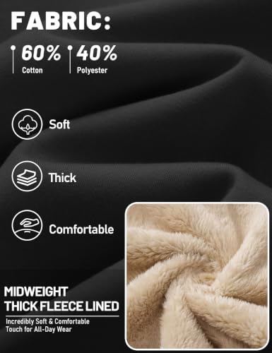 TACVASEN Men's Sherpa Hoodies Midweight Fleece Winter Thermal Sweatshirts - color: 01 Black, size: Medium