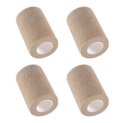IndigoCase 4 Pack Self Adhesive Bandage Wrap 3 Inch x 5 yd Elastic Tape - color: Skin, size: 3 Inch - 4 Pack