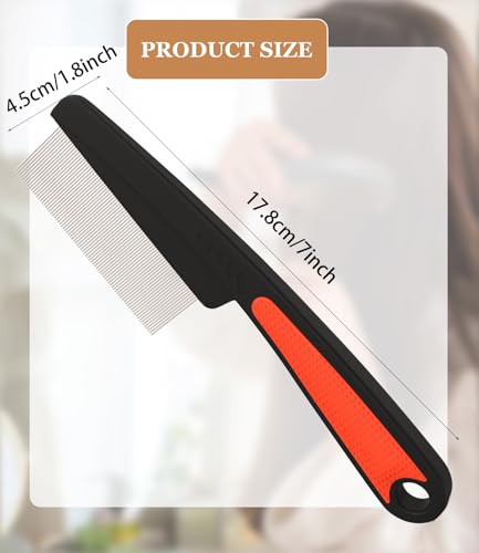 Dandruff Comb Removal 0.5mm Metal Fine Tooth Scalp Detox Hair Care Tool 1PC | Build Up Flakes Lice Comb, Stainless Steel Teeth, Self Cleaning, Scalp Massage, Anti Slip Handle, for Women Men Kids, Red - color: 1PC Red