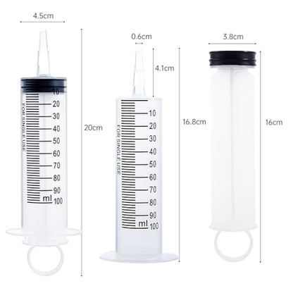 8 Pack 100ml Plastic Syringe for Scientific Labs, Dispensing, Measuring, Watering, Refilling, Multiple Uses - size: 100ml-8Pack