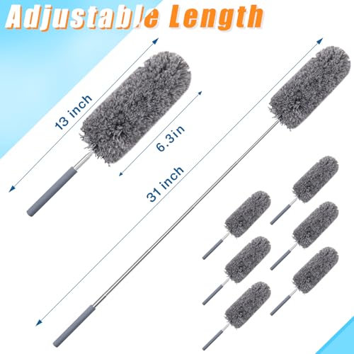 Tanlade 12 Pcs Microfiber Feather Dusters for Cleaning, Gray - color: Gray
