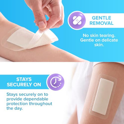 10Pcs Silicone Foam Dressing | 4x8 Bed Sore Bandages | Wound Care FSA&HSA - size: 4x8 10ct