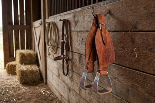 ProRider Horse Western Roper Stirrup Saddle Sloped Angled Stirrups Aluminum USA Flag 5199