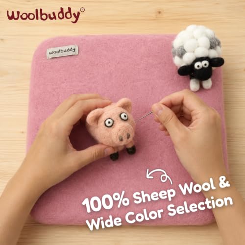 Woolbuddy Needle Felting Mat 10 x 10 x 1.5 Inch (Pink), Pure Wool Felt Pad - color: Pink
