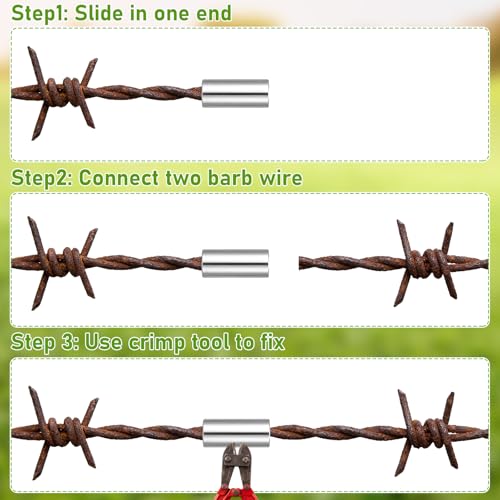 Blulu 50 Pack Barb Wire Crimpers Fence Wires Splice,1 Inch,Silver - color: Metallic Color, size: 1 Inch