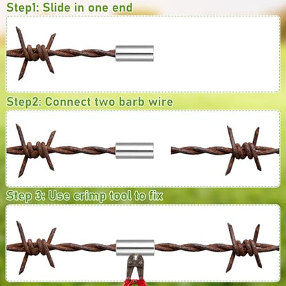 Blulu 50 Pack Barb Wire Crimpers Fence Wires Splice,1 Inch,Silver - color: Metallic Color, size: 1 Inch