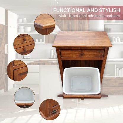 Peaceful Classics Wooden Tilt Out Trash Cabinet with Drawer, Cherry - color: Cherry, style: With Drawer