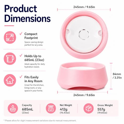 Pink No Spill Dog Water Bowl, Pet Floating Water Bowl No Wet Mouth, Anti Splash & Anti Tip Slow Water Feeder, Keeps Fur Dry Clean Drinking Bowl for Dogs & Cats, Large Capacity Travel Friendly - color: Pink, White