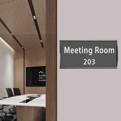 2Pcs Curved Name Plate Holder for Wall or Door 8" x 4", Black | Wall-Mount Office Door Sign Holder, Sturdy Aluminum Sign Frame for Business Cubicle, Adhesive Tape & Protective Plastic Film - style: 2 packs Curved Sign Holder
