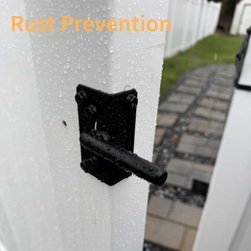 Heavy Duty Gate Latch for Wooden Fence, Black Post Mount Automatic Gravity Lock, Self-Locking Gate Latch for Wooden/Vinyl Fence, Pool, Garden & Outdoor Gates