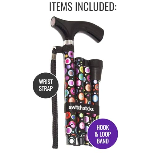 Switch Sticks Folding Walking Cane For Women & Men - color: Bubbles
