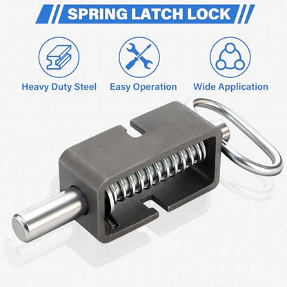 WRINGKIT 4 Pack Weld-On Spring Latch, Heavy-Duty | Trailer Gate Latch Lock with Plain Tube, 5/8" Steel Spring Loaded Latch Assembly for Utility Tailgate, Ramp Doors, Tracks