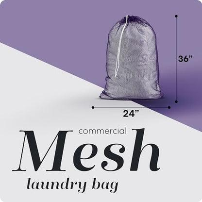Handy Laundry Mesh XL Laundry Bag 24"x36", Heavy Duty Drawstring, Purple - color: Purple