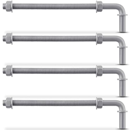 Otooling 4 Pack J-Bolt Gate Hinges, Galvanized Fence Hardware,11" | 5/8"-11 Threaded J-Bolt Hinges with Nuts and Washers, Rust Resistant for Cattle Gates, Fences, Corrals and Farms