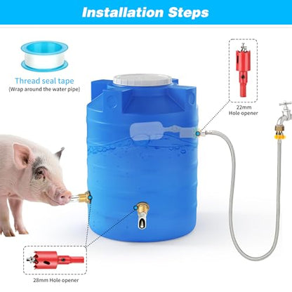 Pig Nipple Waterer, 4-Port Pig Waterer Kit with Float Valve