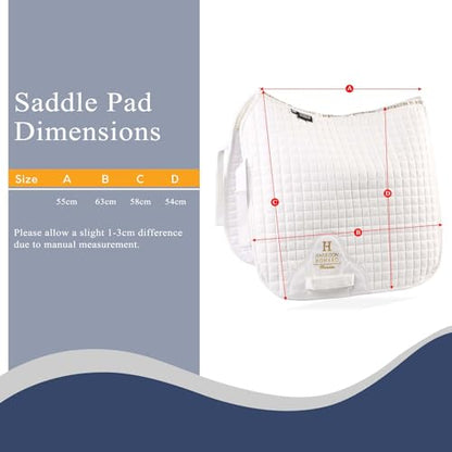 Harrison Howard Dressage Saddle Pad, Saddle Pad for Horses, High Wither - color: White
