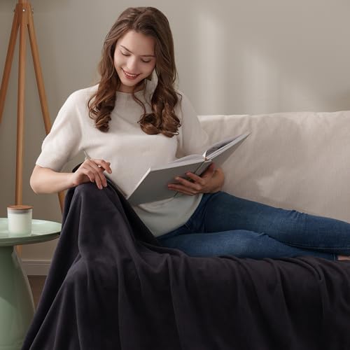 Berkshire Blanket Microfleece Throw Size Bed Throw Blanket Black, Lightweight Soft Breathable Plush Micro Fleece Throw Blanket for Travel, Bed and Couch, 50x60 Inches - color: Black, size: Throw/Throw XL