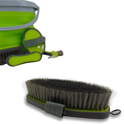 Collapsible Grooming Kit 10 Liter Bucket and 5 Grooming Tools - By Southwestern Equine (Lime Green) - color: Lime Green