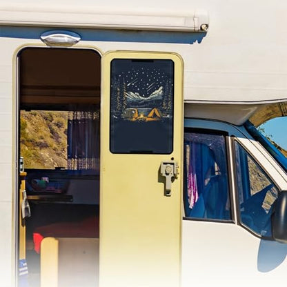 Camping Stars RV Camper Door Windows Shade Thickened Window Cover for Travel Trailer UV Sun Heat Protection Blackout Shades - color: Camping Stars
