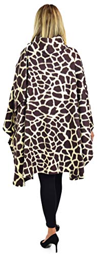 Dare2BStylish Women Poncho Style Fleece Cover Up with Muffler - color: Giraffe