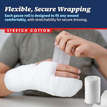 Gauze Bandage Rolls - (48 Pack) 2 in x 4.1 Yards Per Roll of Medical Grade Gauze Bandage and Stretch Wrapping for Dressing All Types of Wounds and First Aid Kit by MEDca, (2-Inch, 48 Pcs)