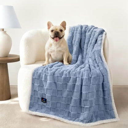 Luciphia Waterproof Dog Blanket, Reversible Fleece & Sherpa, Couch Cover - color: Creamy Blue, size: Medium (57x40 inch)