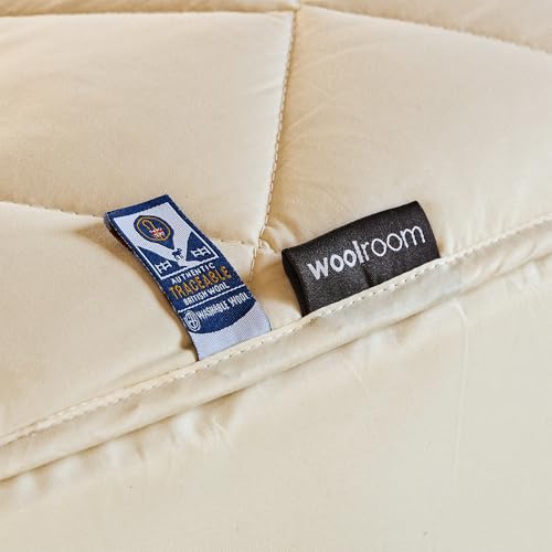 Woolroom Deluxe Washable Wool Mattress Protector Queen Size 100% Natural - size: Queen