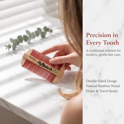 IMIKEYA Suyod Hair Comb from The Philippines - Double-Sided Comb for Removal Fine Tooth Design for and Nit Treatment at Home or Travel - size: M