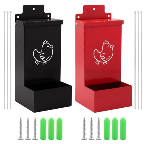 Automatic Chicken Grit Feeder Metal Oyster Shell Feeder with Lid, Chickens Coop Accessories Improve Eggshell Quality and Hen Health(Color:Metal)
