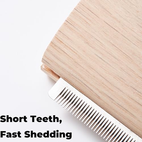 Pug Brush for Shedding, Wooden Handle Short-Hair Grooming Comb