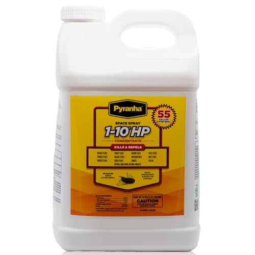 PYRANHA 1-10 HP Concentrate Refill 2.5 Gallon for 55 Gal Automatic Spray Systems - Barn Indoor Fly Control | Repels Horn, Deer, Horse, Stable, & Face Flies, Midge
