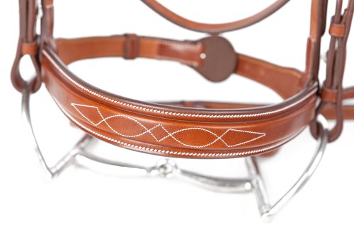 Huntley Equestrian Fancy Stitched Sedgwick Leather English Bridle and Reins - color: Conker, size: Cob