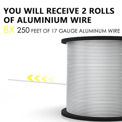 8 Pack 250 ft 17 Gauge Aluminum Electric Fence Wire for Garden Fence, Electric Fence, Chicken Wire Fence,High Conductivity and Durability
