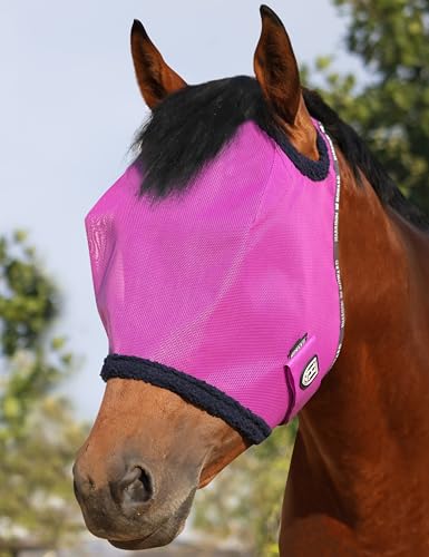 Harrison Howard All Round Mesh Horse Fly Mask UV Protective with Fleece Padded Edging Purple M - color: Purple, size: Medium (Arabian)