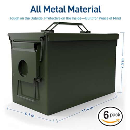 HARDROCK Metal Ammo Can, Ammo Box - color: Blackish green, size: 50cal *6