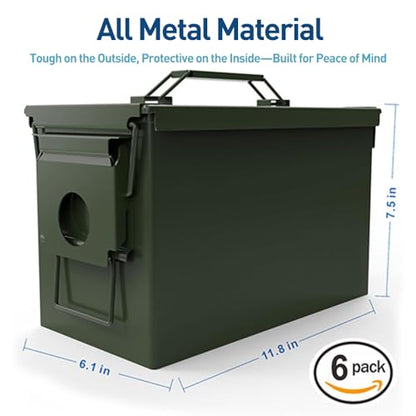 HARDROCK Metal Ammo Can, Ammo Box - color: Blackish green, size: 50cal *6
