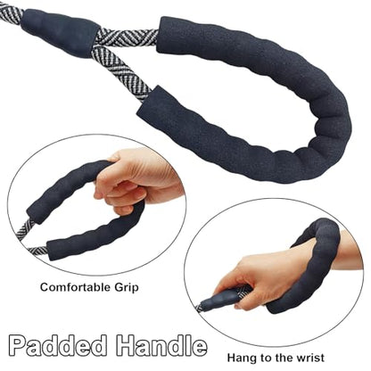 MayPaw Heavy Duty Rope Dog Leash, 3/4/6/7/8/10/12/15/20/30FT Nylon Pet Leash, Soft Padded Handle Thick Lead Leashes for Large Medium Dogs (Black, 1/2" * 3') - color: black, size: 1/2" * 3'