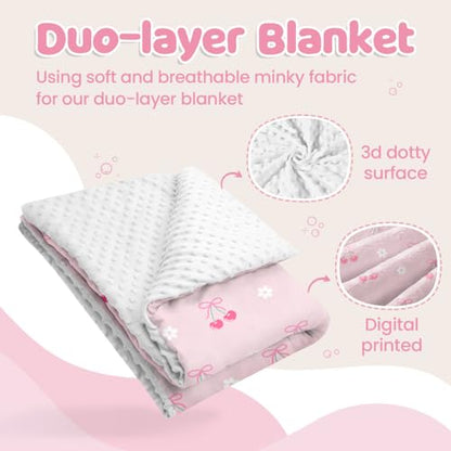 SANDJEST Cherry Minky Blanket 30 x 40 Inches, Gift for Christmas Birthday - color: Cherry